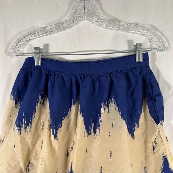 MNG Mango Mini Skirt Women's 4 Blue Cream Print Zip Side Unlined - Picture 7 of 8